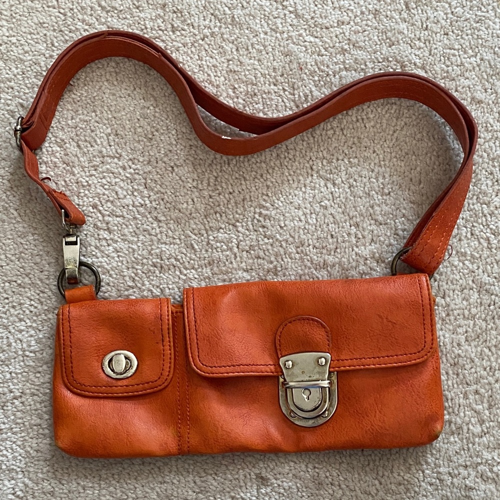 mark. Vibrant Faux Leather Adjustable Orange Waist Purse